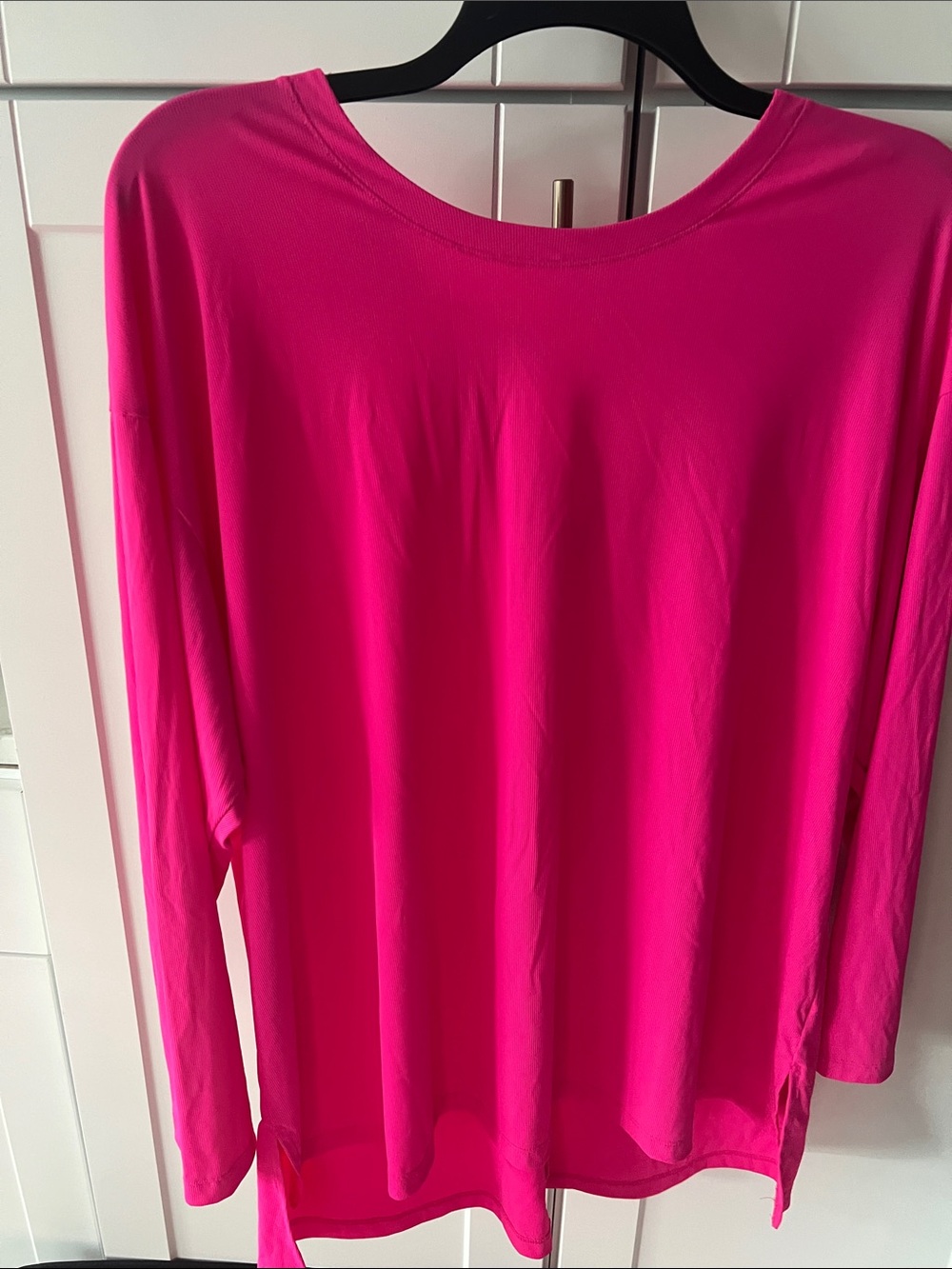 Lane Bryant Hot Pink Long-Sleeve Scoop Neck Top